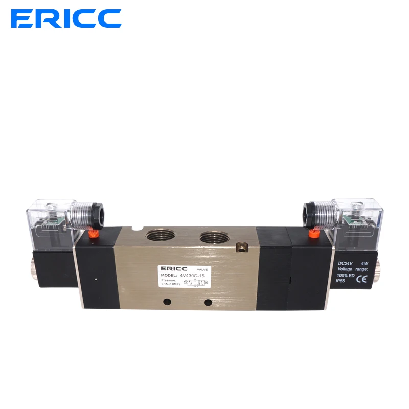 4V430C.E.P-15 AC220V 5 Ports 3 Position Dual Solenoid Pneumatic Air Valve 1/2