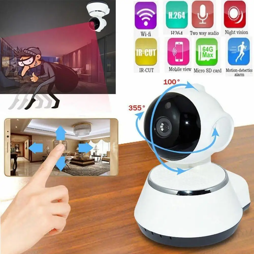 

HD 720P v380 Wireless WIFI Security IP Camera 2Ways Audio CCTV Cam Baby Monitor