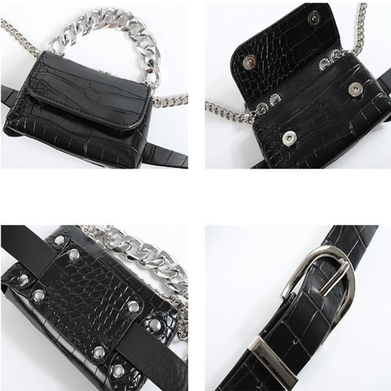 Crossbody Bags Women Chain Mini Alligator Pattern Fashion Vintage Casual Korean Style Females High Street All-match Purses Retro