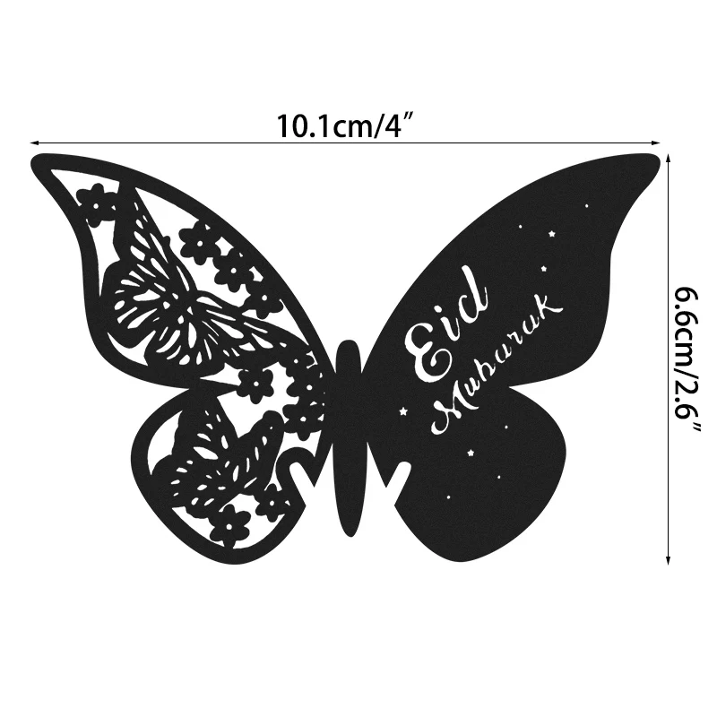 20 pz Eid Mubarak Hollow Butterfly Cup Card bicchiere di vino carta nome luogo posto carta festa di nozze Ramadan Kareem decorazioni per la tavola