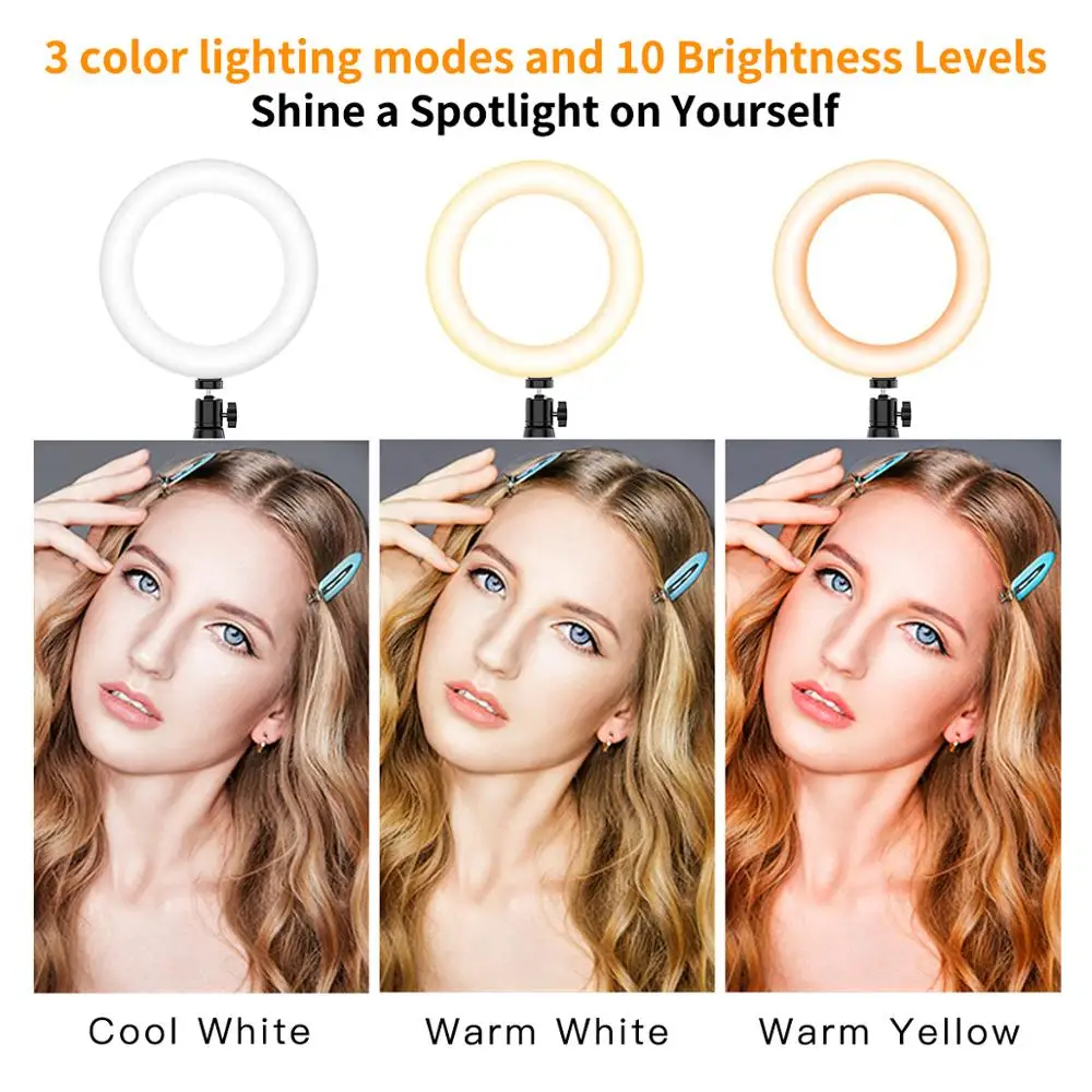 自撮り用ライトリング,三脚と携帯電話ホルダー,ライブストリーム/メイクアップ用,ミニLEDカメラ,YouTube用,新しい2022