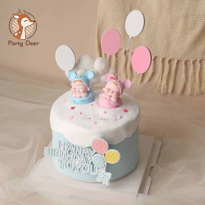 decoracoes-para-bolo-de-festa-com-bola-de-cabelo-sobremesa-presentes-bonitos-rato-bebe-menina-e-menino-azul-e-rosa-primeiros-100-dias