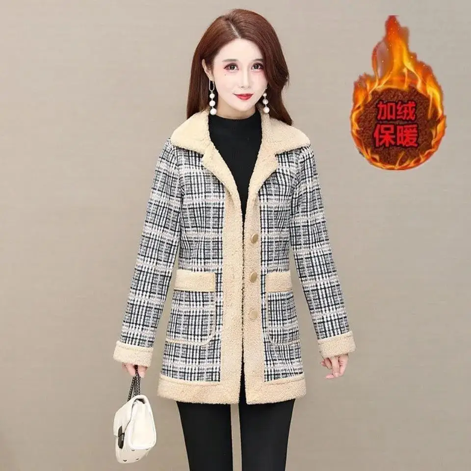 Fdfklak Lambs Wool Padded Jacket Women Winter Cotton Coat Hooded Thicken Velvet Warm Plus Size Parkas M-4XL Manteau Femme Hiver