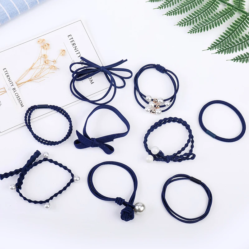 9PCS/Set rubber band hair rope hair circle adult simple personality durable high elastic fashion hair binding