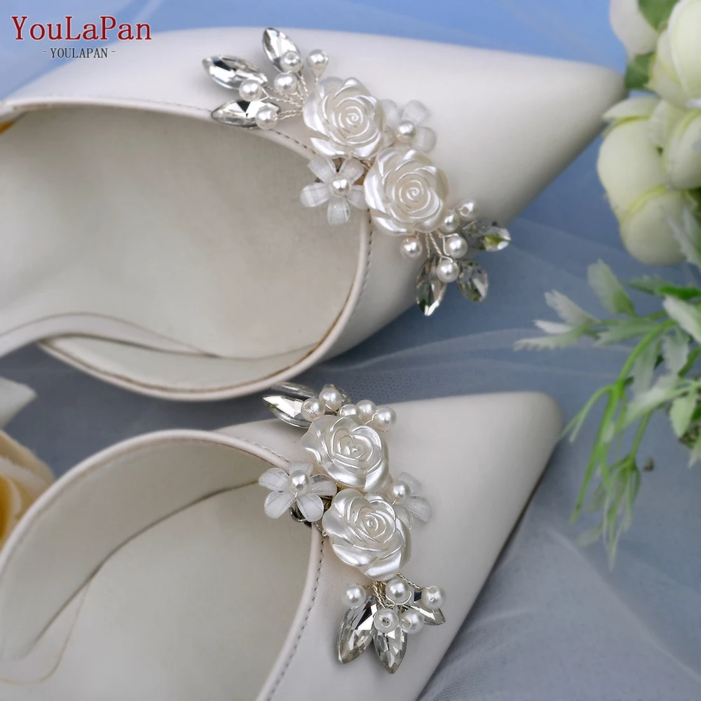 Youlapan X25 Elegante Strass Parel Schoenen Clips Bloem Patroon Hakken Schoen Accessoires Vrouwen Bruids Schoen Accessoires 2021