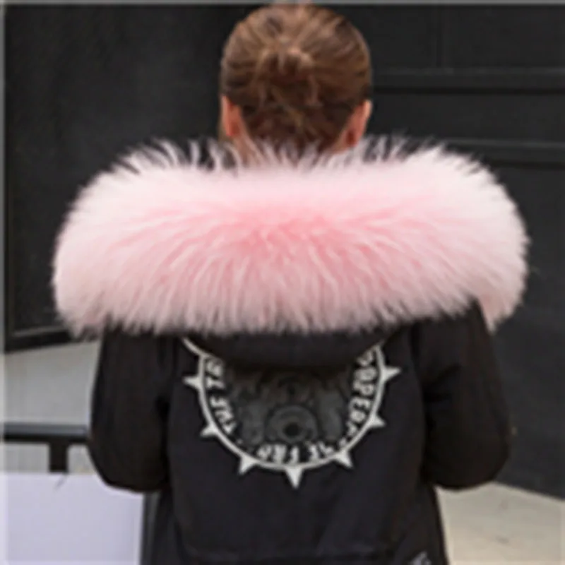 2020 winter new wild fur scarf unisex super large real fox fur collar raccoon hat scarf