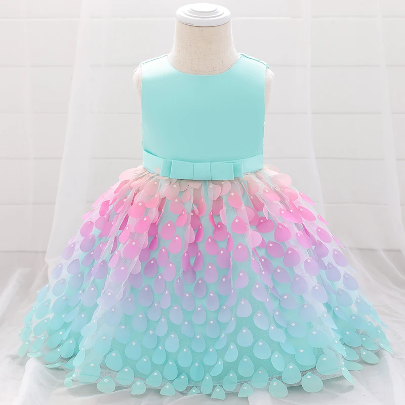 Summer Little Mermaid Infant 1st Birthday Dress For Baby Girl Clothes Sequin Dress Princess Dresses Party Infant Costume