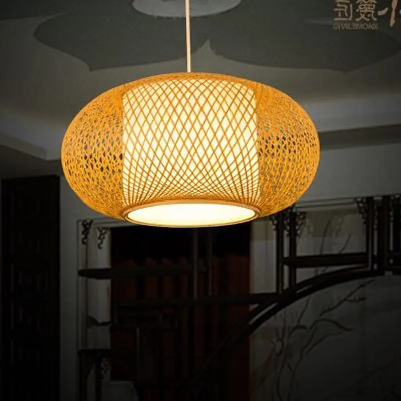 

Bamboo chandelier Chinese antique restaurant hotel teahouse inn hand rattan Japanese chandelier living room decor lamp zb63