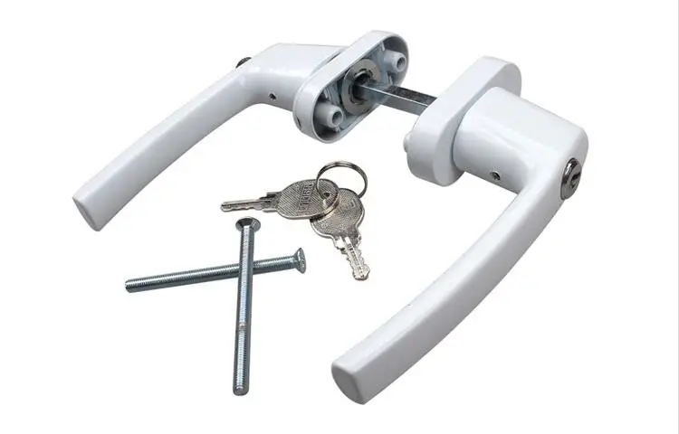 Plastic Steel Door double-sided Handle sliding push door handles 55-65MM with lock insurance