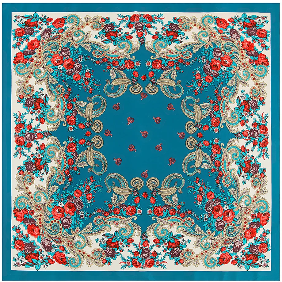 Bufanda cuadrada de estilo Cachemira bohemio para mujer, pañuelo de marca de lujo, nuevo diseño, 100cm, Invierno
