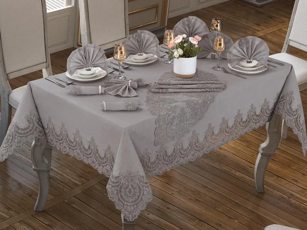 Lisa Table Cover Set 18 Piece Gray