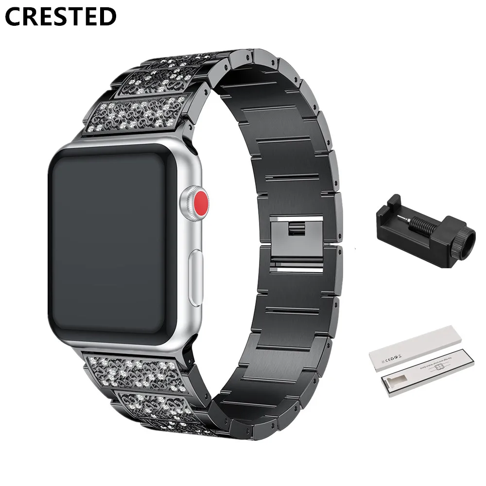 Diamond Strap For Apple Watch band 40mm/44mm 45mm/41mm 42mm/38mm  stainless steel bracelet for iwatch apple watch 4 3 5 SE 6 7