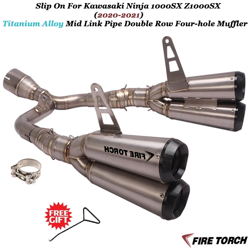 

Titanium Alloy For Kawasaki Ninja1000SX Z1000SX Motorcycle Full System Exhaust Escape Modified Head Link Pipe Double Row Muffler