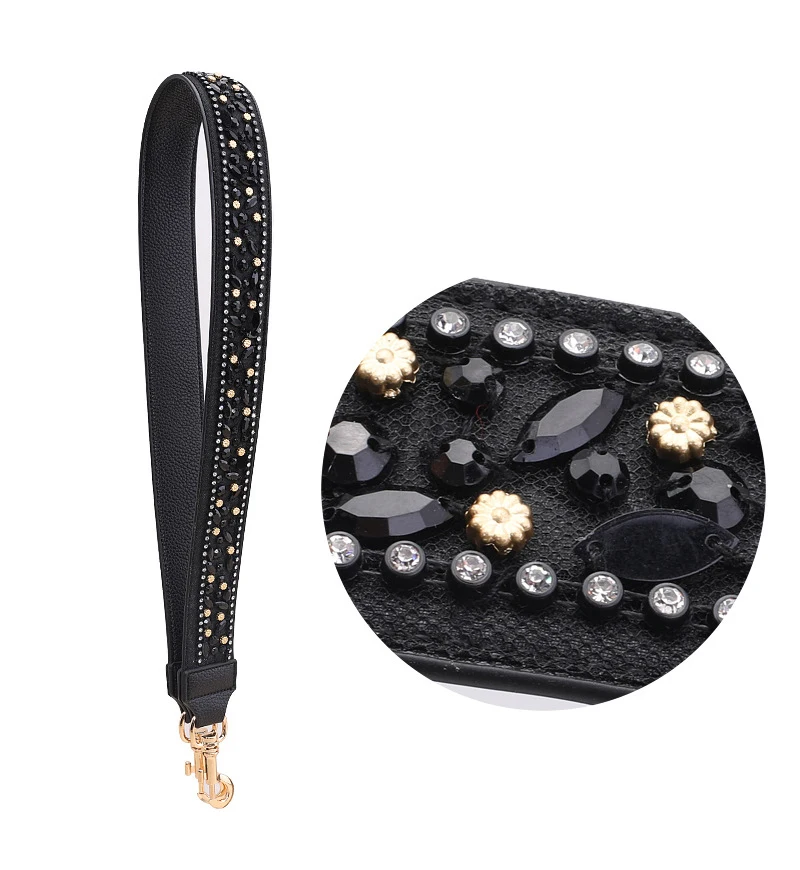 New Adjustable Shoulder Straps Embroidery Strap Geninue Leather Wide Shoulder Bag Accessories for Women Replacement Bag Strap