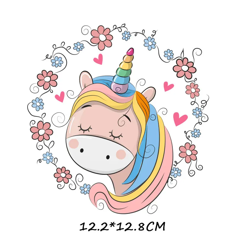 Unicorn Small Kids Stickers on Clothes Patches Children Decor Cute Animal Thermo Transfer Badges Applique on T-shirt DIY Tops E