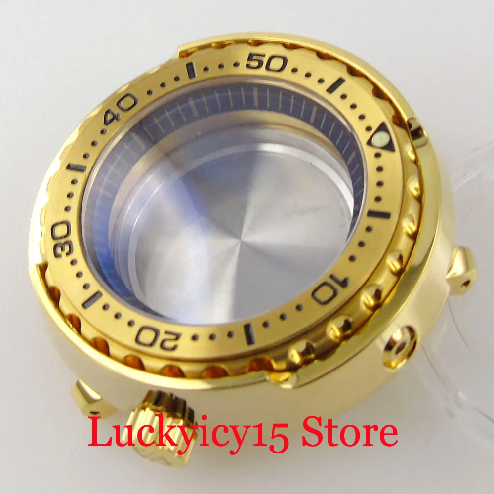 New Arrival 200M Waterproof Polished Yellow Gold 47mm Diver Automatic Watch Case fit NH35A NH36A Sapphire Crystal