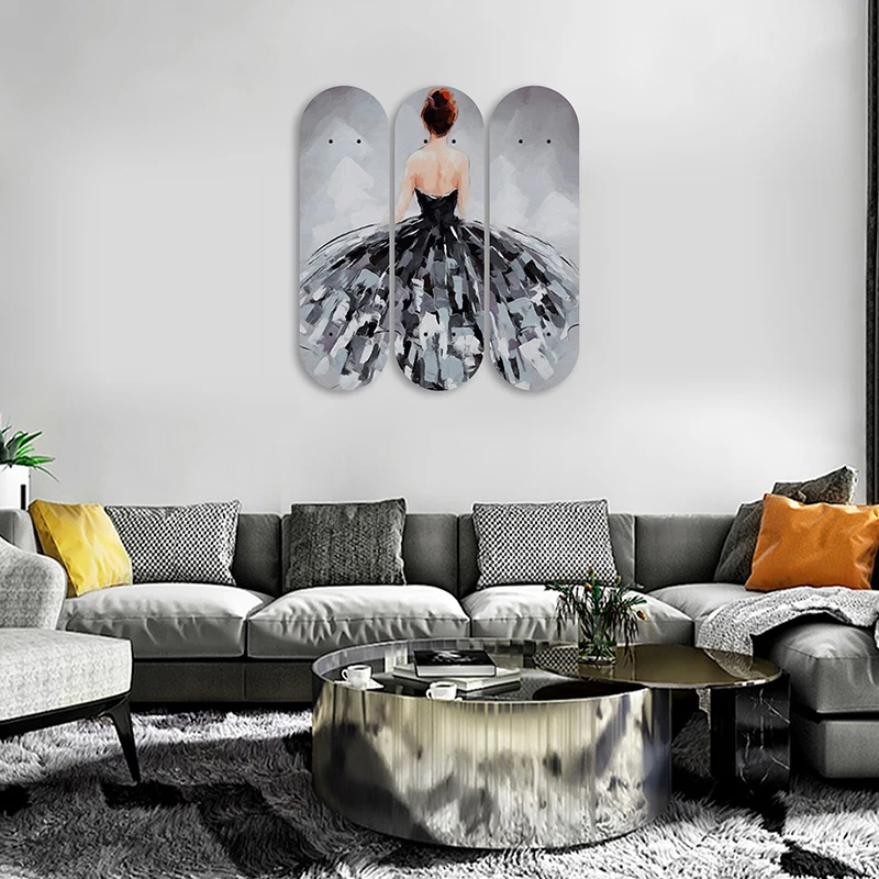 

Oil Paintings Art Posters Black Swan Dancer Skateboard Decks Canadian Maple Wall Hanging Wooden Board Girl Room Wall Decor