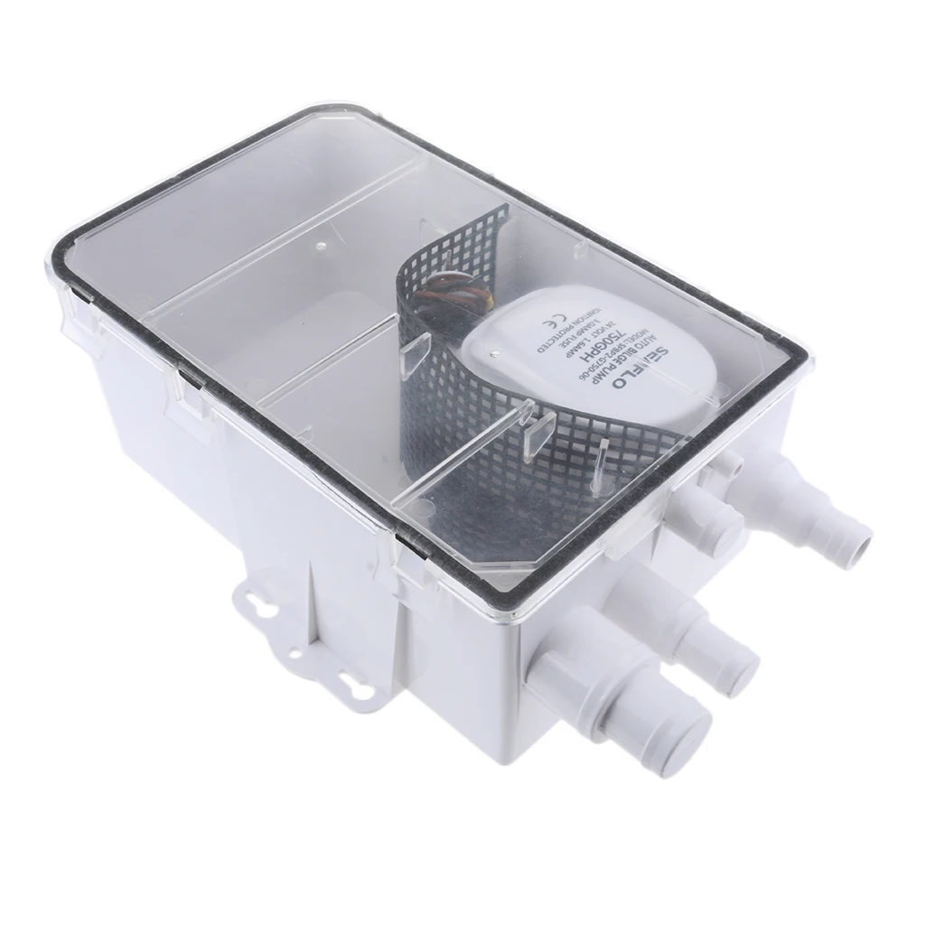 24V 600GPH Shower Sump Pump System Auto Bilge/Drain Box For Boat