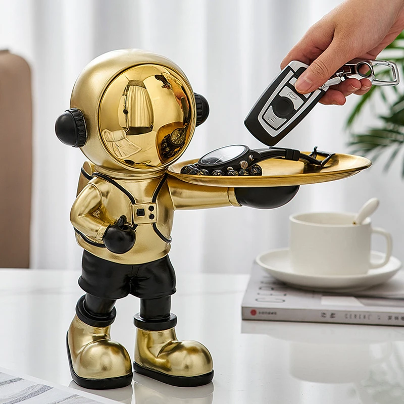 

Creative Resin Astronaut Statue Storage Tray Nordic Home Decor Astronaut Figurine Living Room Desktop Decor Key Storage