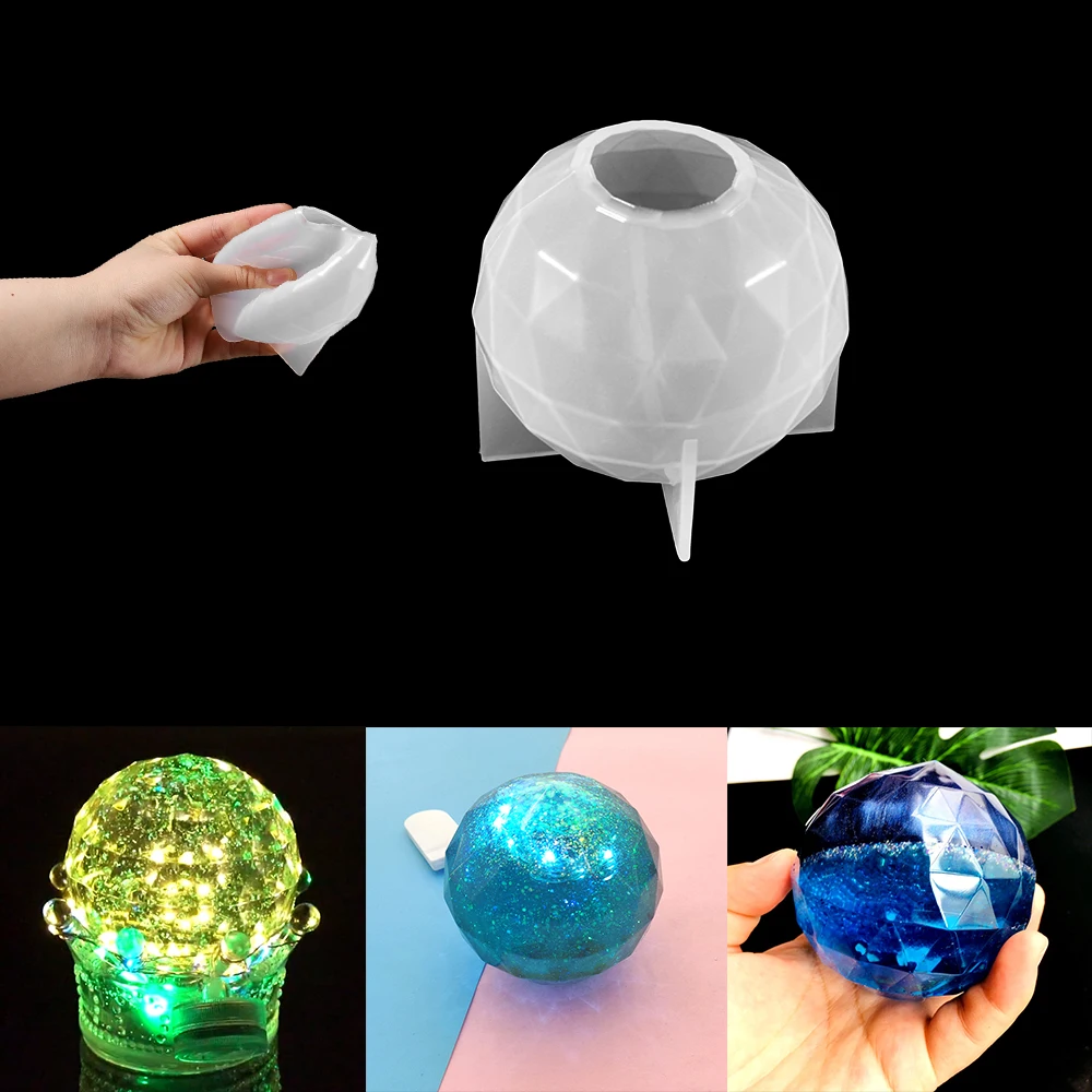 1pcs Faced Ball Resin Pendant Mold Silicone Epoxy Resin Molds Small Night Lamp Mold Roud Mirror Silicone Mold For Resin