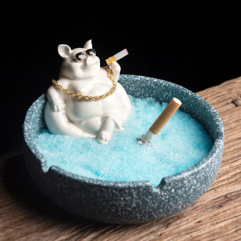 Creativity Rich Pig Ashtray Ceramics Funny Pigs Shape Cigar Ashtrays Ifts for Boyfriend Home Living Room Storage Ornaments