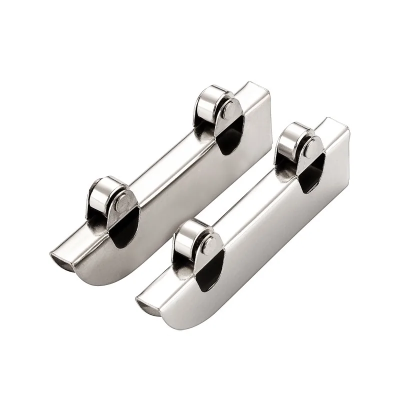 4pc Stainless steel pulley 5mm glass sliding door wheel clamp track roller Runner for Display Cabinet Mobile Counter Repair part