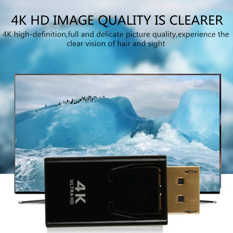 4K DisplayPort to HDMI Adapter Converter Display Port Male DP to HDMI Female HD TV Cable Adapter Video Audio For PC TV Projector