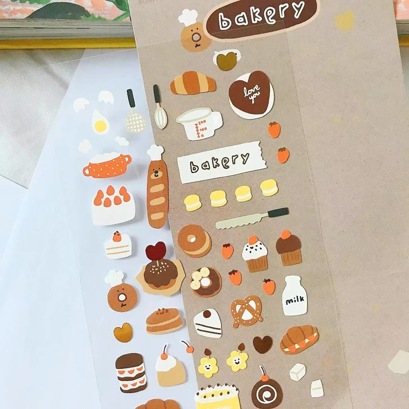 Korea naklejki do dziennika Scrapbooking materiał piekarnia ciasto naklejki DIY pamiętnik Deco biurowe akcesoria Hobby zapasy rzemieślnicze