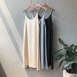 Spring summer 2024 Woman Tank Dress Casual Satin Sexy Camisole Elastic Female Home Beach Dresses v-neck camis sexy dress