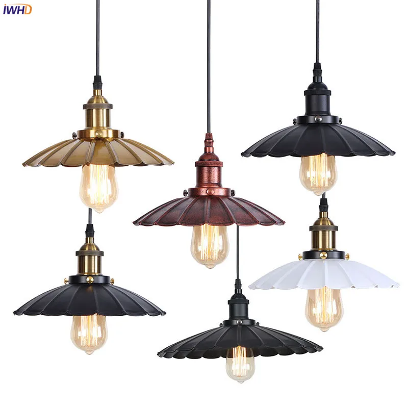 

IWHD 25cm American Style LED Pendant Light Bedroom Dinning Living Room Loft Industrial Decor Vintage Lamp Hanglamp Luminaria