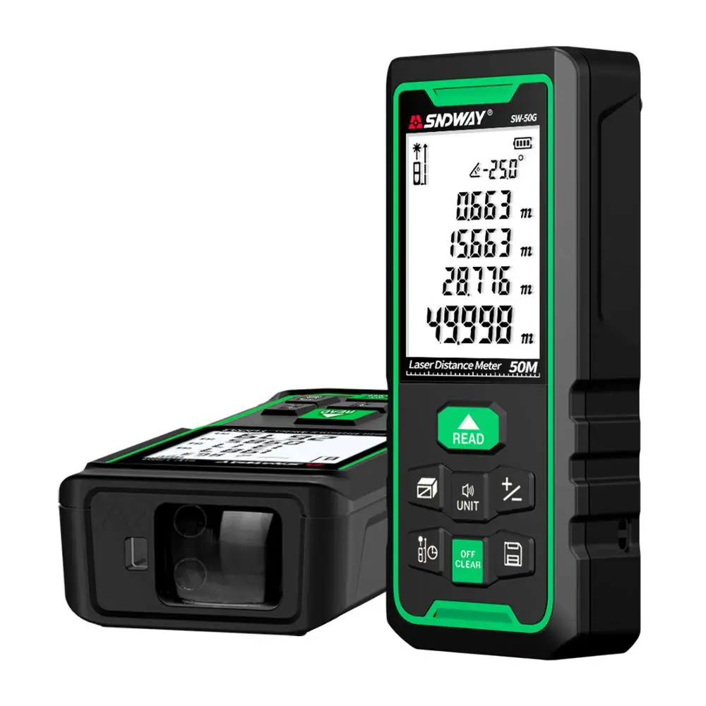 SNDWAY Green Line Laser Rangefinder Distance Meter Digital Range Finder Laser Tape Ruler Sensor Laser Distance Meter