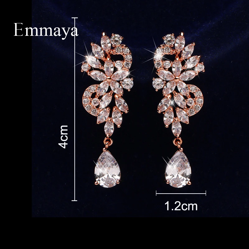 Emmaya New Charming Delicate Flower Modelling Earring For Women&Girls Ingenious Zirconia Jewelry Three Colors Banquet Dress-up