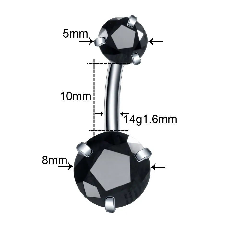 10Pcs Surgical Steel Crystal Rhinestone Belly Button Rings Navel Piercings 14G Barbell Drop Dangle Navel Rings Sexy Piercing