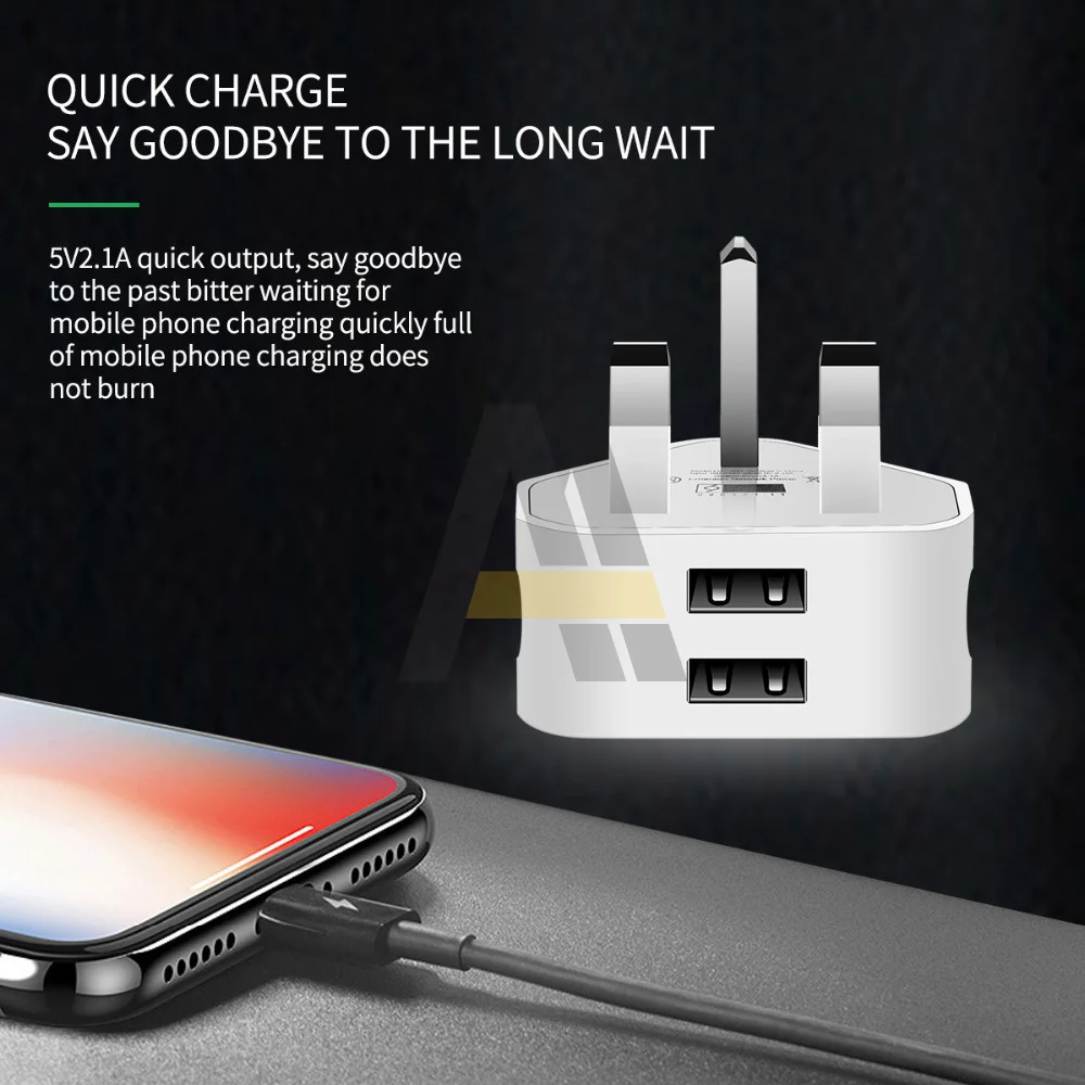 UK Travel Plug Adapter Type G Multi-Type Conversion Wall Socket 1/2/3 Port USB Adapter for iPhone 11/ Samsung/Huawei/Xiaomi