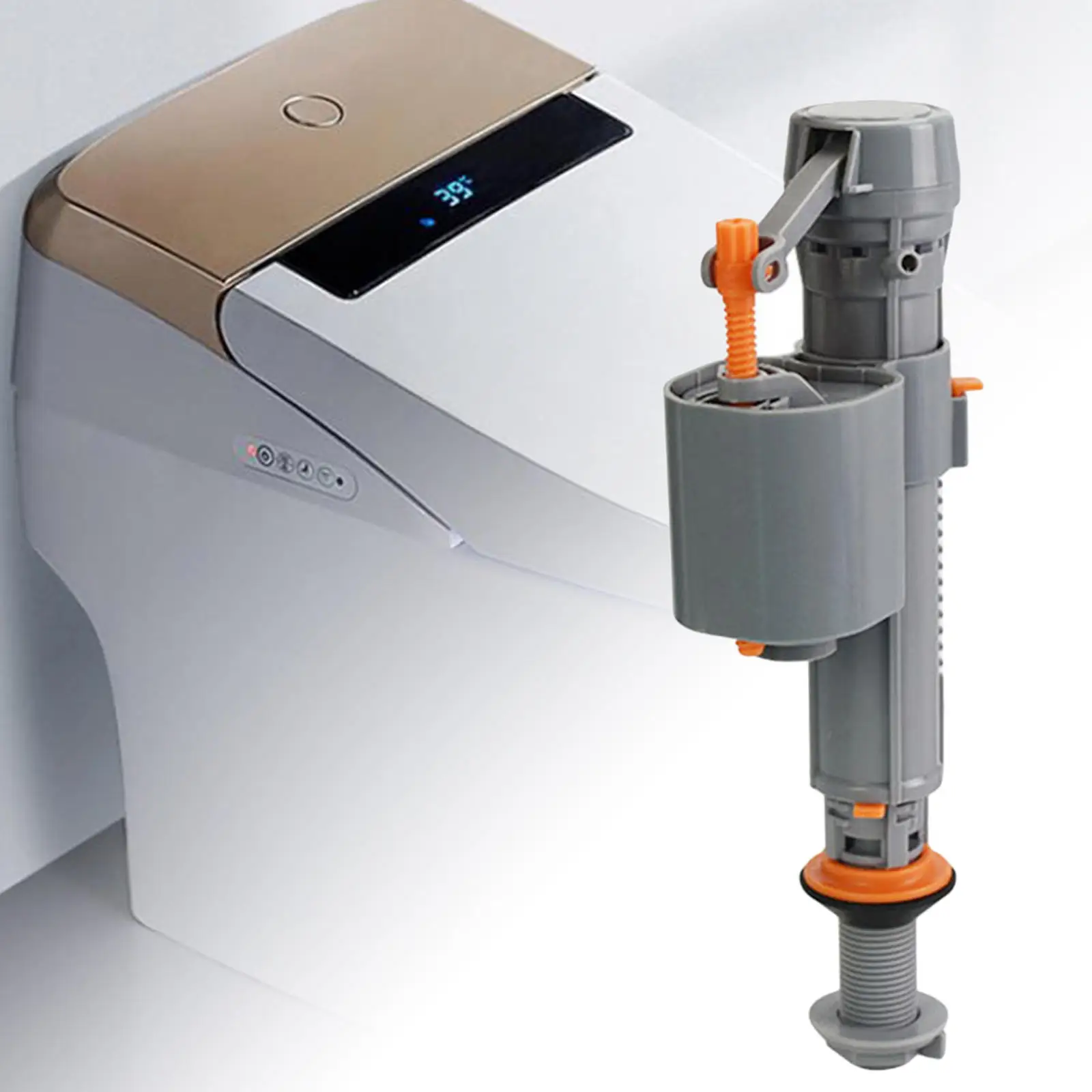 Toilet Fill Valve Easy Install Adjustable Height Bottom Siphon Fill Float for Replacement Parts