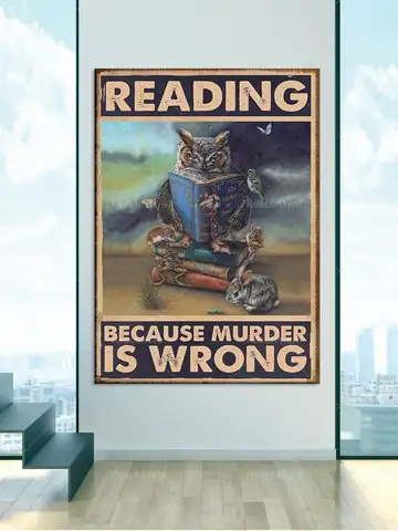 Owl and book lovers reading poster wall art printing home life decoration poster
