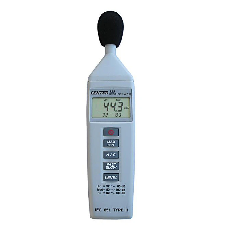 Center-325 Sound Level Meter (Compact Size) niveau Bereik Displaymax/Min Functionresolution 0.1dB Iec 651 Type Ii.