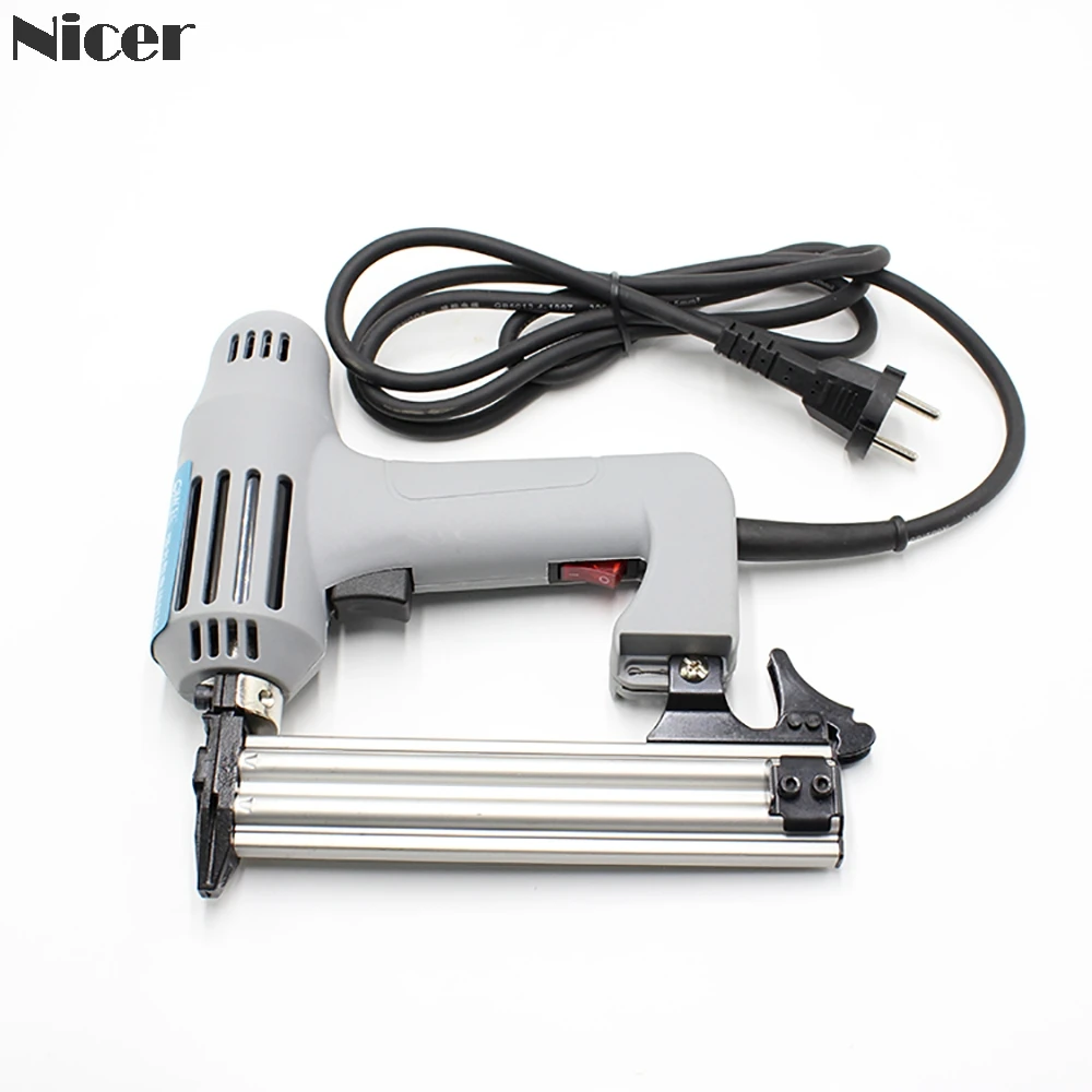 2 In 1 Electric Nail Gun 220V 1750W Straight Staple Gun Stapler for Furniture Frame Electric Tacker 5/10/15/20/25/30mm Nails