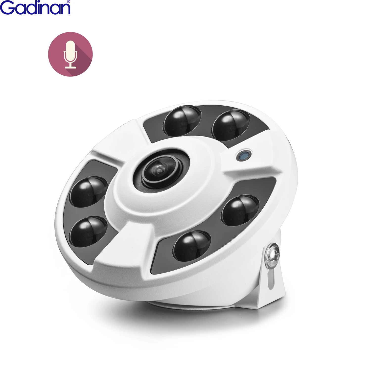 Gadinan H.265+ IP Camera 1.7mm Fisheye Lens 5MP 8MP Panoramic Indoor CCTV IP Camera Audio CCTV Home Phone View DC12V/ POE 48V