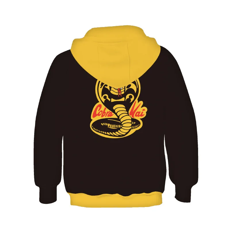 Children Karate Kid Cobra Kai Cosplay Costume Fashion Polyester Hooed Pullover Hoodies for Boys Girls