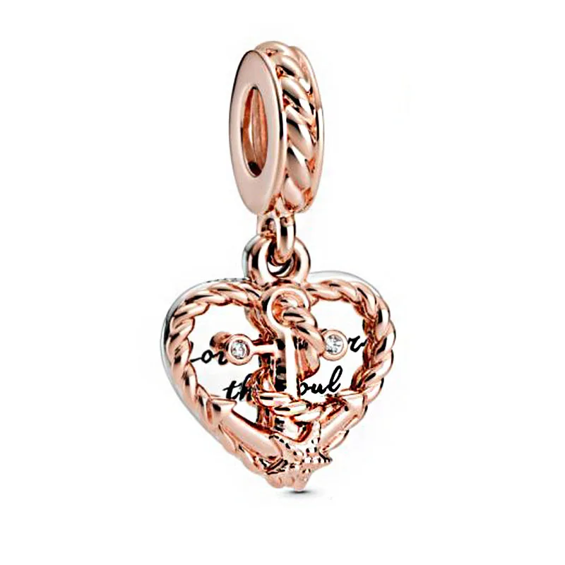 2020 Summer Fashion Silver 925 Beads Rose Gold Submarine Anchor Dangle Charm Fit Original Pandora Bracelets Women DIY Jewelry