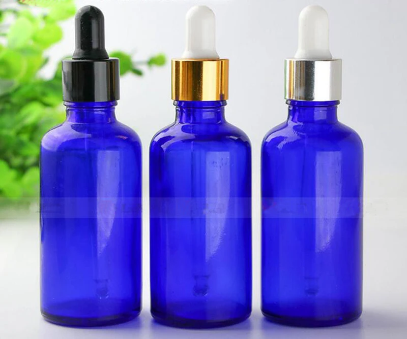 

Blue e liquid essential oil glass dropper bottles 50ml pipette dropper bottle with black gold silver childproof cap 440pcs/lot