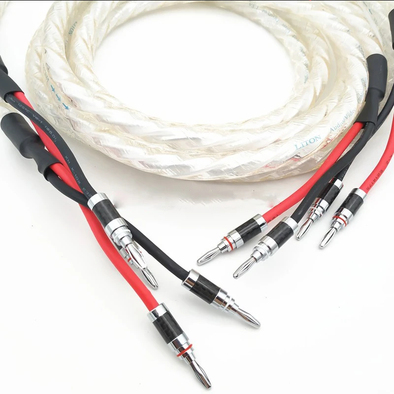Hi-End hifi Audio Banana Plug AMP Speaker Cable  2 to 2 Connector Audio Amplifier CD DVD Player Speaker Cable