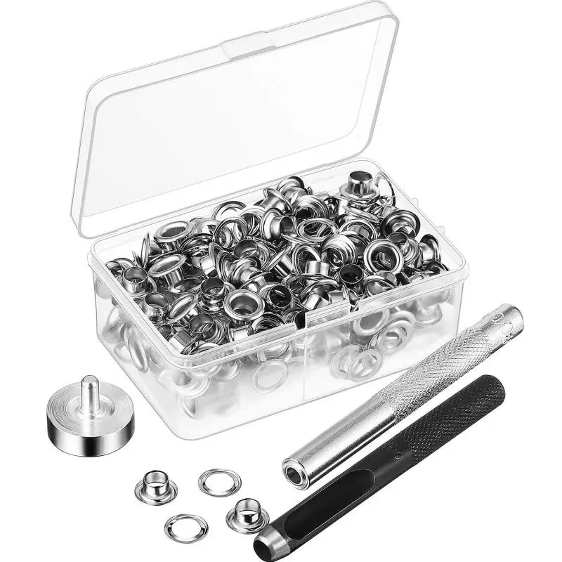 100Pcs/200Pcs 6mm Metal Eyelets Tool Set Grommets Installer Eyelets Buttons For Clothing Leather Craft Eyelet Punch Oeillet Tool