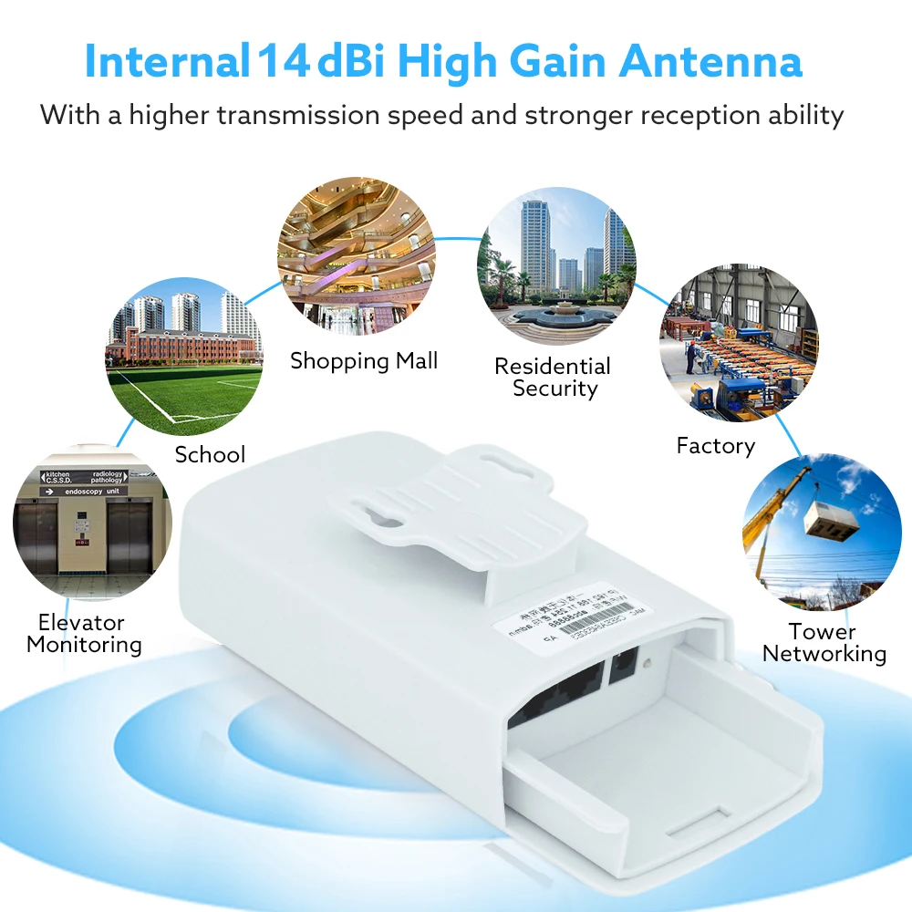 HUASIFEI Wifi Router Bridge 2pcs Point to point 1KM long range stable transmission outdoor CPE 300Mbps wireless bridge RJ45