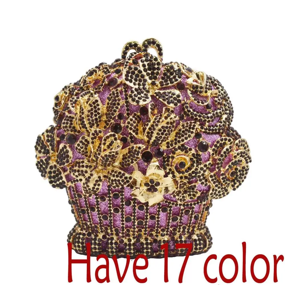 

Fashion Crystal Bags Purse Purple Flower Designer Women Party Purse Mini Clutch Bags Drop Shipping Wedding Bridal Handbags SC599