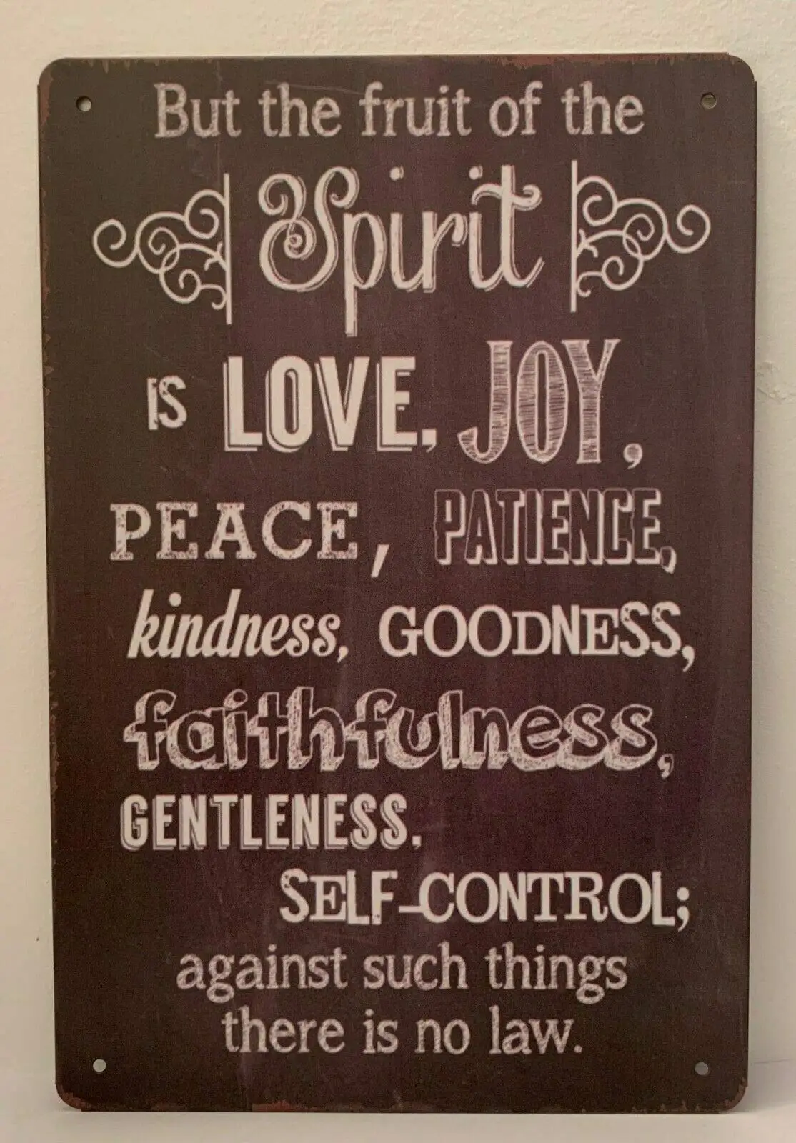 

Spirit Love Joy Peace Patience Kindness Quote Retro Metal Signs Plaques Retro Wall Home Bar Pub Vintage Cafe Decor, 8x12 Inch