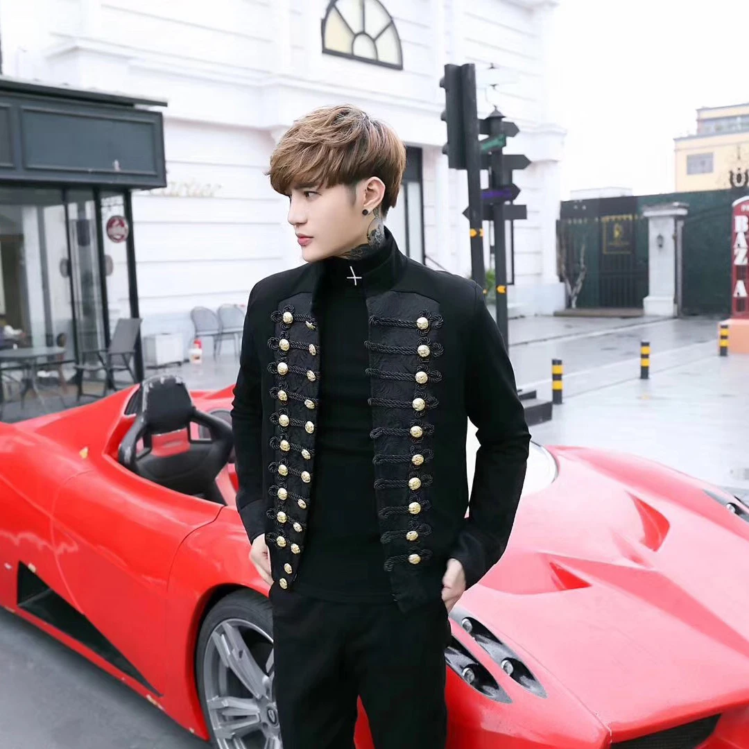 Male Show Tide Nightclub Leisure Time Self-cultivation Jacket Court Singer Hairstyle Division Mans Suit Loose Coat Blazer Hombre