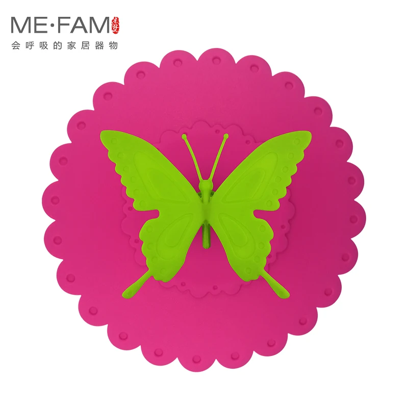 Seal Anti Dust Silicone Cute Butterfly Handle Mug Cover Lace Flowers Lid Glass Ceramic Plastic Tea Cup Cap Reusable Set of 3 Pcs