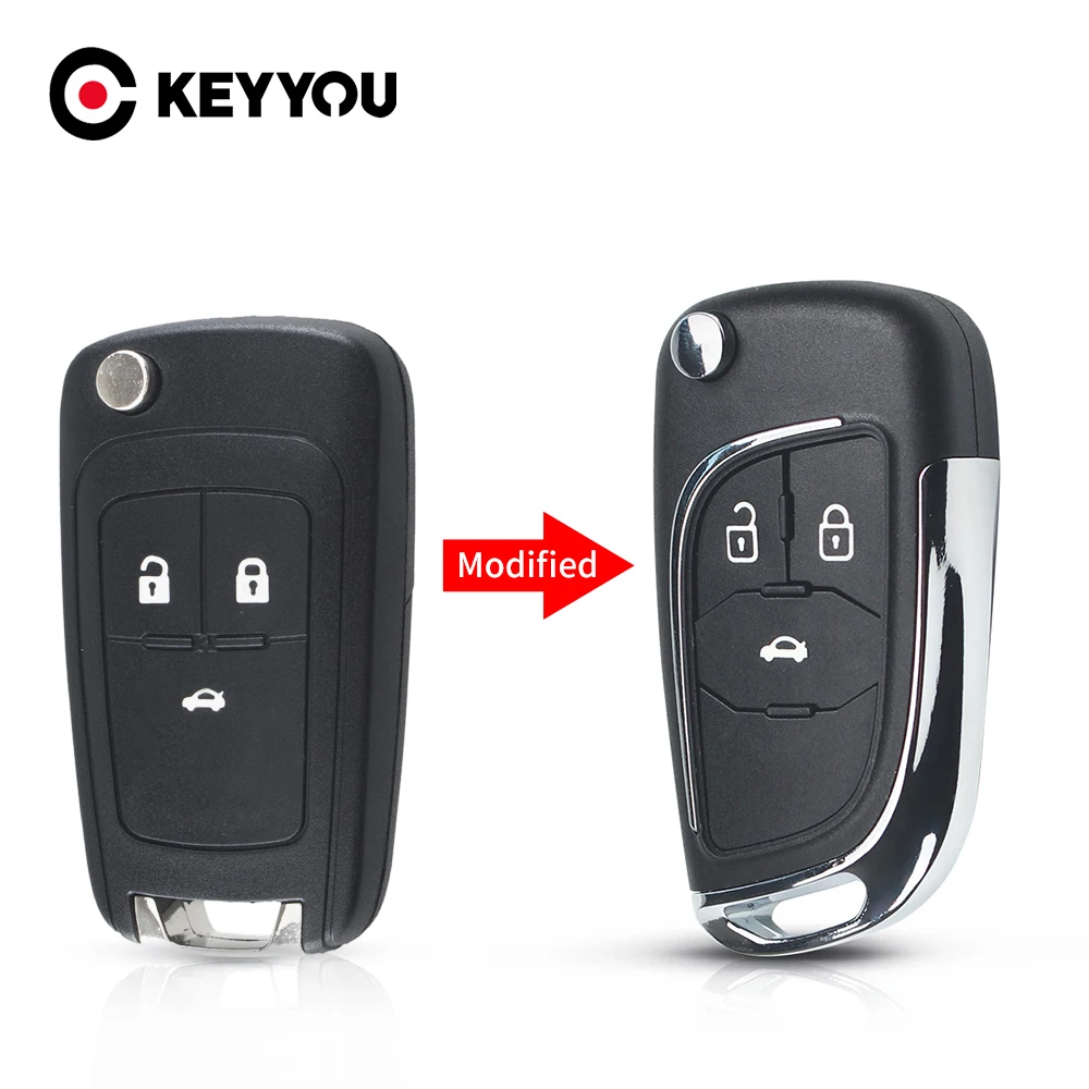 KEYYOU Flip Car Key Shell 2/3/4/5 Buttons Modified Case For Chevrolet Cruze Epica Lova Camaro Opel Vauxhall Insignia Astra Mokka